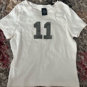 PacSun White Tee with Camo Number Print